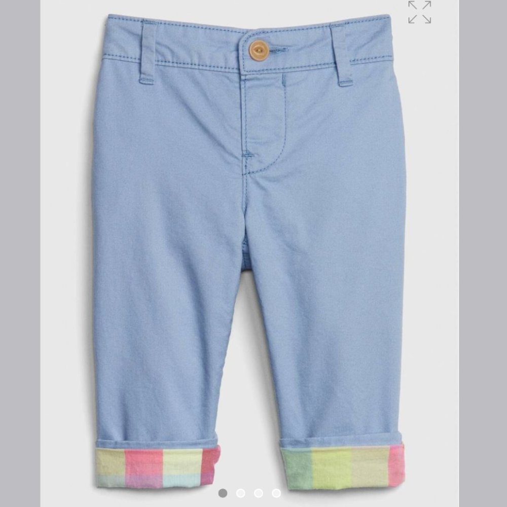 $2 Light blue plaid-lined khaki pant baby boy 18-24m